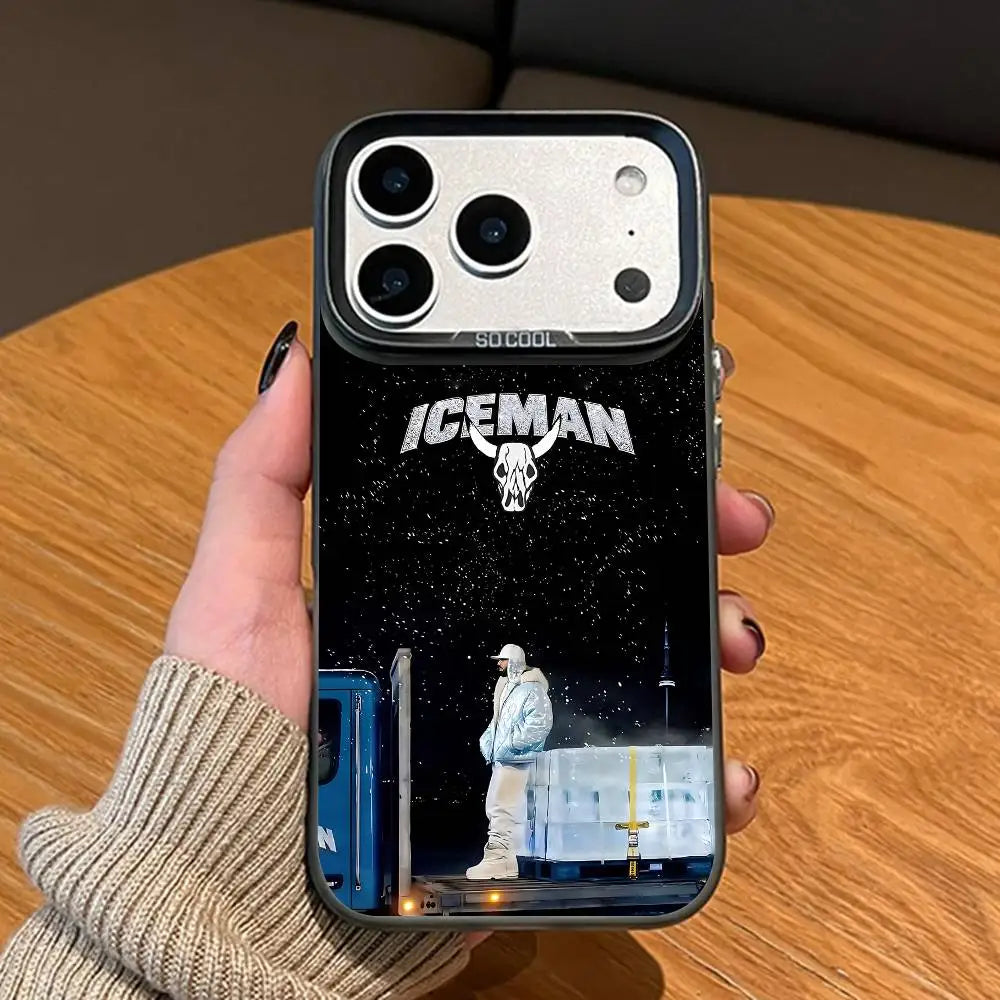 D-Drake Iceman Black Matte Phone Case For iPhone 12 11 14 13 17 16 15 Pro Max Large Lens Frame Cover