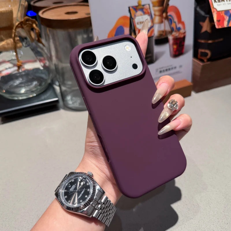 Liquid Silicone Phone Case For iPhone 18 17 16 15 Pro Max Plus Flocking Lining Anti‑Fingerprint Shockproof Protective Back Cover