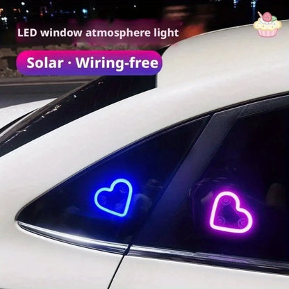 Solar LED Car Neon Lights – Heart Shape | RGB Atmosphere Light