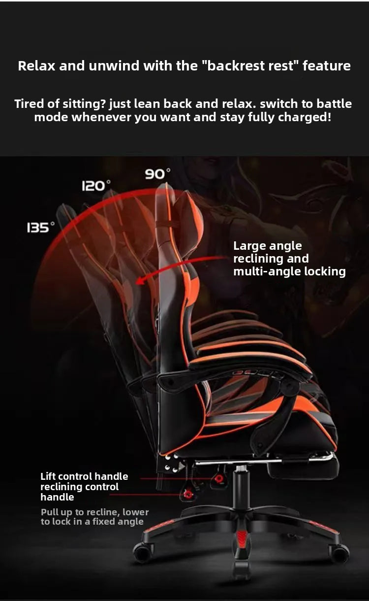 Computer Chair Comfortable Gaming Chair Long Hours Sitting Reclining Headrest and Lumbar Support for Home Office Furniture