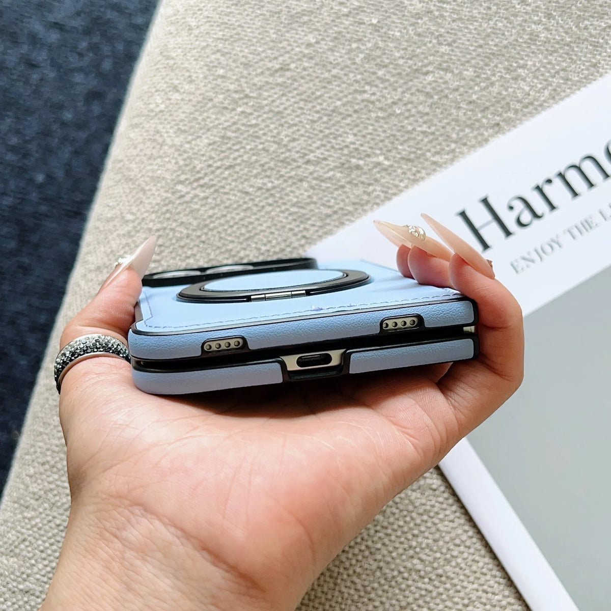360° Rotating Bracket Magnetic Case For iPhone Duo For Magsafe PU Leather Shockproof Cover Funda