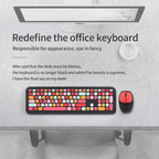 MOFii Wireless Keyboard & Mouse Combo, Cute Macaron Cat Paw Round Keycaps Silent Office Set for Laptops and Desktops