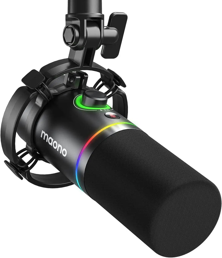 Maono XLR\USB Dynamic Microphone For Gaming Recording Streaming Youtube Metal Mic With Software Tap-to-Mute Gain Knob PD200X
