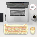 GEEZER Wireless Silent Keyboard Mouse Combo, Pink-Black Cat Ear Retro Round Keycaps US QWERTY Layout