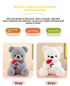 Wedding Rose Bear Plush Toy Cute Stuffed Animal Gift for Valentines Day Anniversary and Romantic Celebration Decor