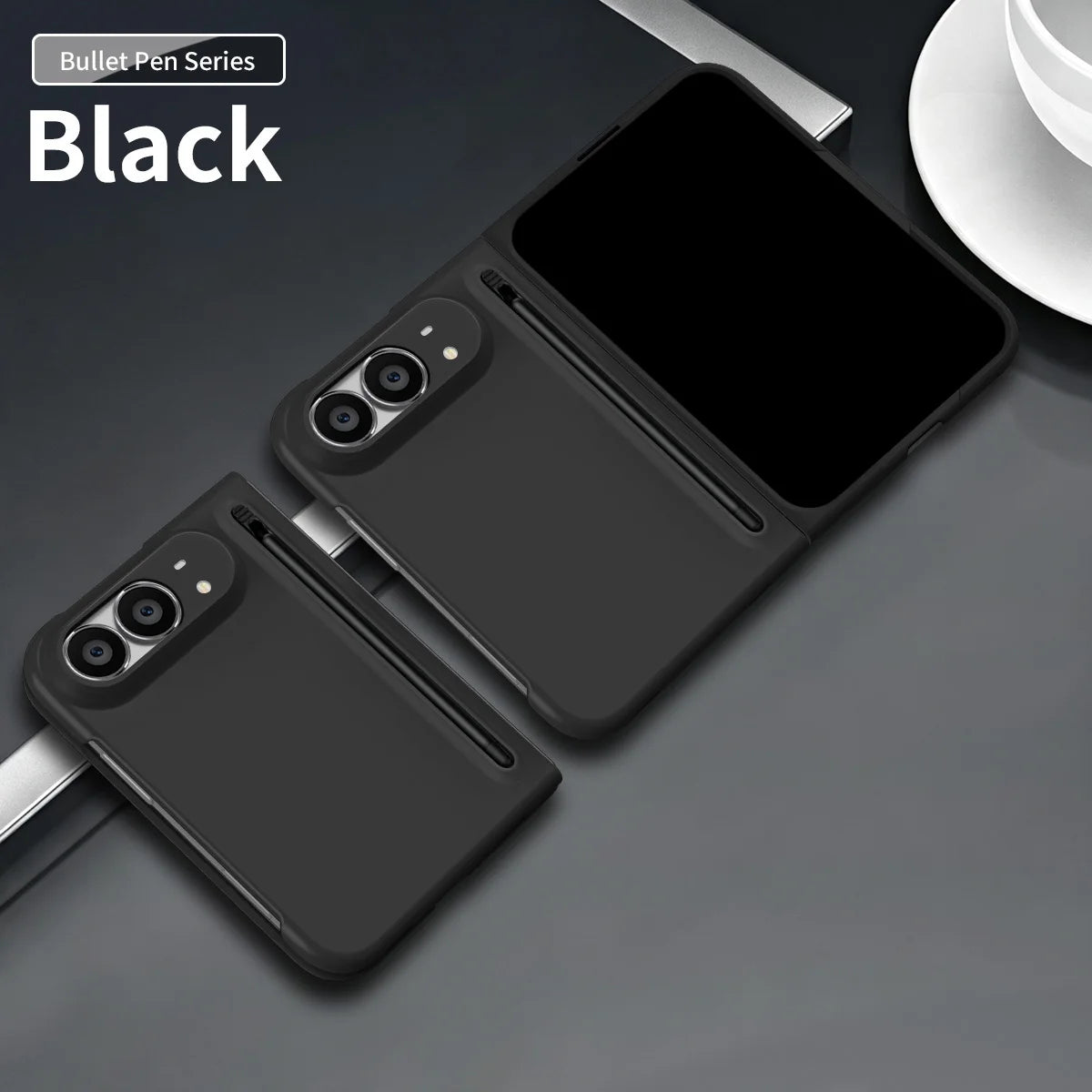 Matte S-Pen Case for iPhone Duo Fold Cover with Built-in Tempered Glass Screen Protector Skin-Friendly Anti-Fingerprint