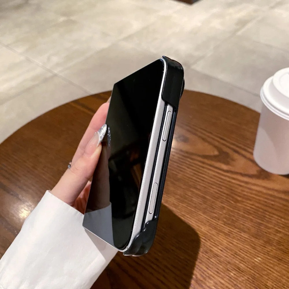 Premium Luxury Skin Feel Phone Case For iPhone Dou18 Fold Ultra Slim Smooth-touch PU Leather + PC Shockproof Protection Cover
