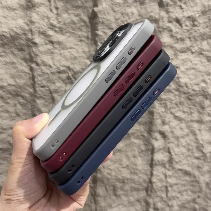 Matte Magnetic Original Phone Case For iPhone 18 Air 17 16 15 14 12 11 13 Pro Max 16e Plus For Magsafe Wireless Charging Cover