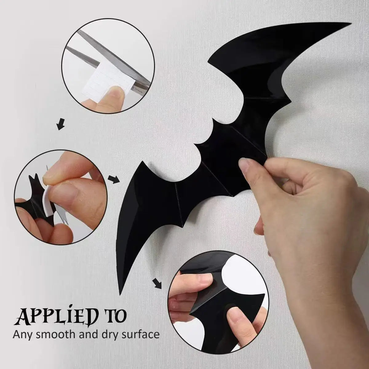 DIY Halloween Bat Decoration 3D PVC Bat Wall Sticker Black Bat Wallpaper Halloween Real Horror Prop