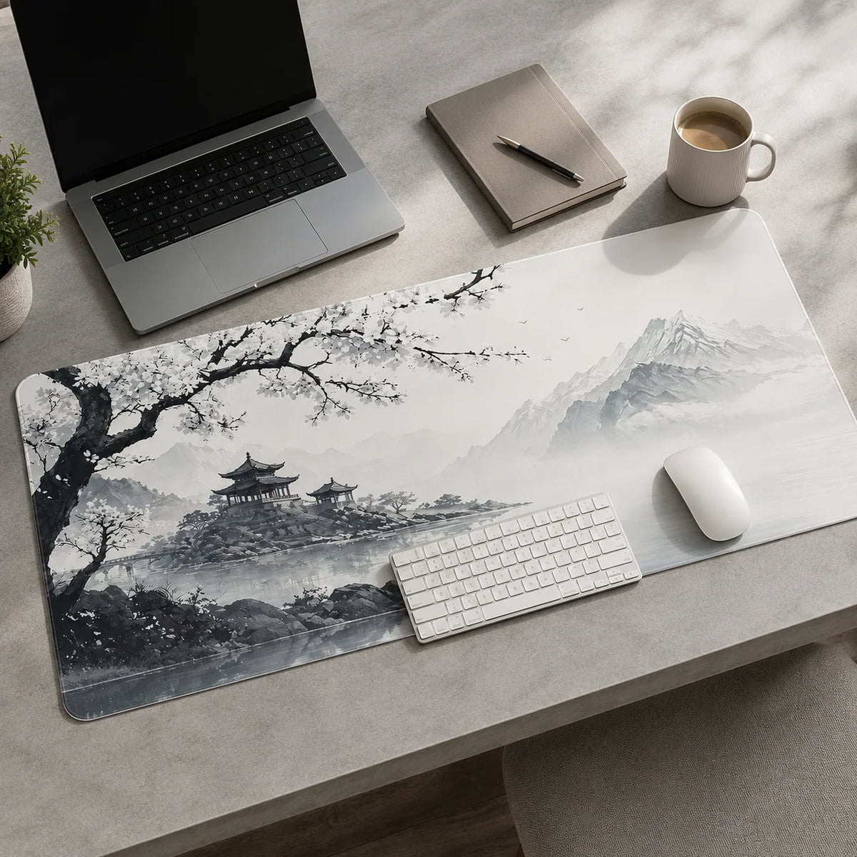 Mouse Pad Black And White Cherry Blossoms Gaming printon demand Large Mousepad XXL MousePads Office Carpet Soft Gaming laptop