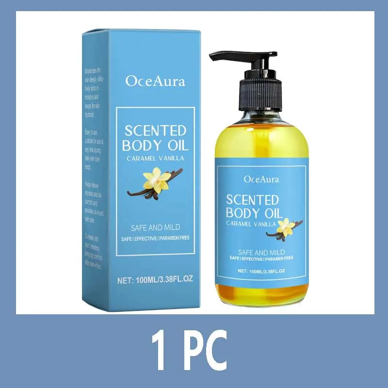Caramel Vanilla Body Massage Oil Moisturizing Nourishing Smoothing Skin Care Relieve Stress Muscle Relaxing Body SPA Oils