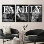 3 Pieces Modern Abstract Lion Family Inspirational Quotes Wall Art Canvas Prints for Living Room Cuadros Decor Unframed