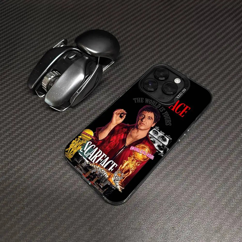 Classic S-Scarface Film Tony For IPhone 11 12 13 14 15 16 17 Pro Max Plus Colorful Black Matte Phone Cover