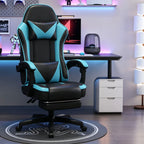 Ergonomic Racing Gaming Chair Adjustable Swivel PU Leather with Headrest and Lumbar Support for Office Computer Living Room