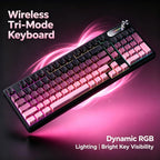 RGB Mechanical Style Keyboard 98 Keys Wireless Tri-Mode Silent with Volume Roller Gradient Keycaps Gaming Setup PC Mac