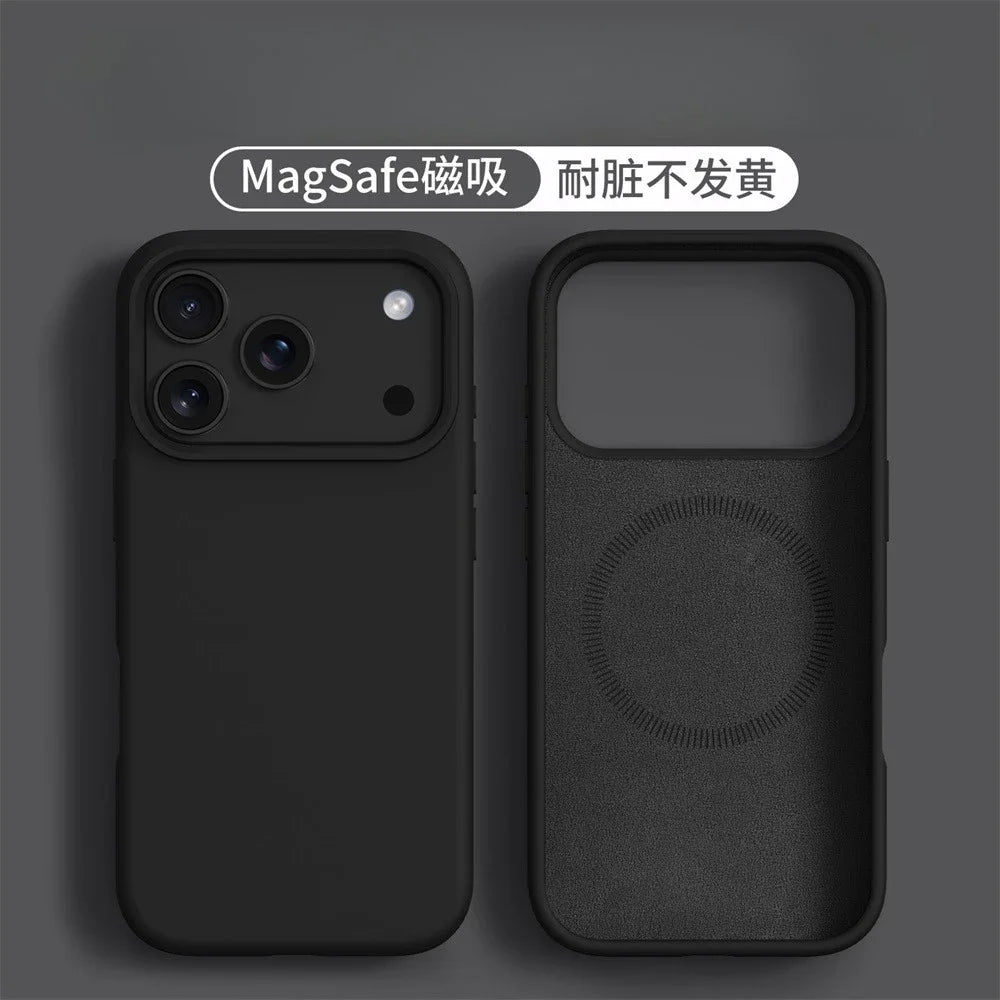 Liquid Silicone Magnetic for MagSafe Phone Case for IPhone17ProMax 16 15 18 13 17Air Solid Color Skin Protection Soft Back Cover
