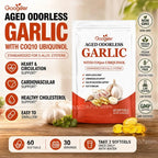 Googeer Aged Odorless Garlic Softgels with CoQ10 Ubiquinol Vitamin K2 (MK-7) for Circulation & Cholesterol Support 60 Softgels