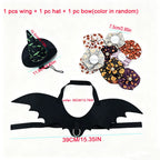 3 PCS Halloween Pet Costume Accessories,Witch Hat,Bat Wing Harness,Skull Bow Tie,Halloween Decors Dress Up for Cat Small Dog