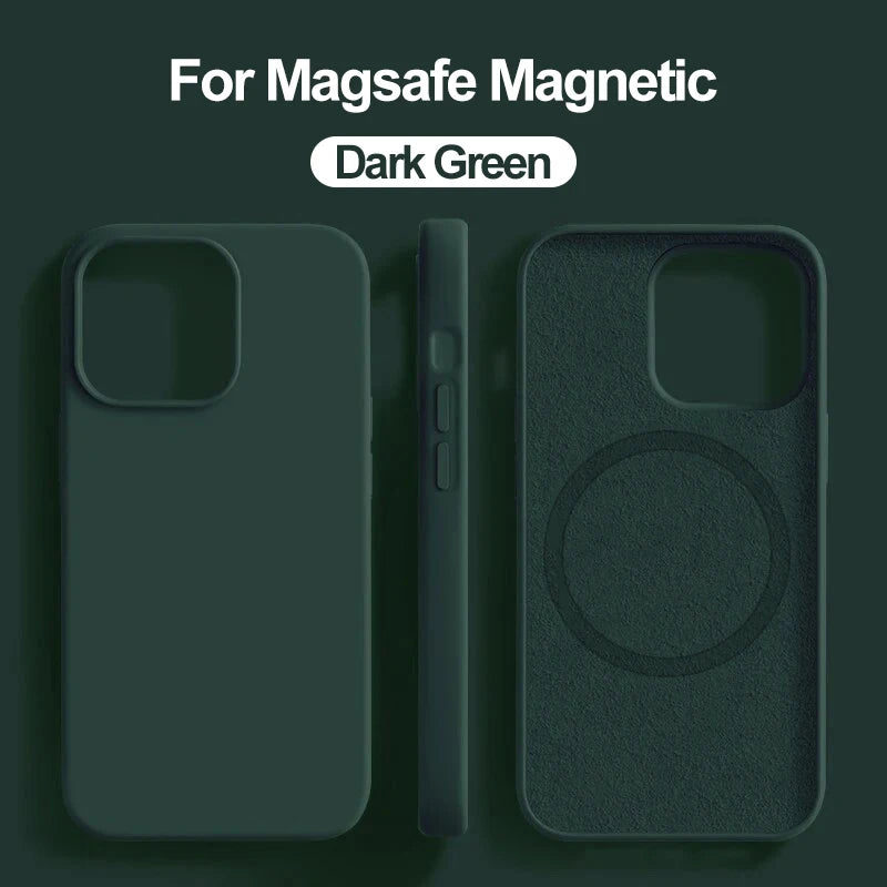 Luxury For Magsafe Wireless Charge Case For Apple iPhone 15 14 13 11 16 17 Pro Max 17 Air Plus Liquid Silicone Shockproof Cover