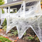 1 Set, 60 Soft Spider Webs Halloween Decorations Bonus With 10 Fake Spiders, Super Stretch Cobwebs For Halloween Indoor Outdoor