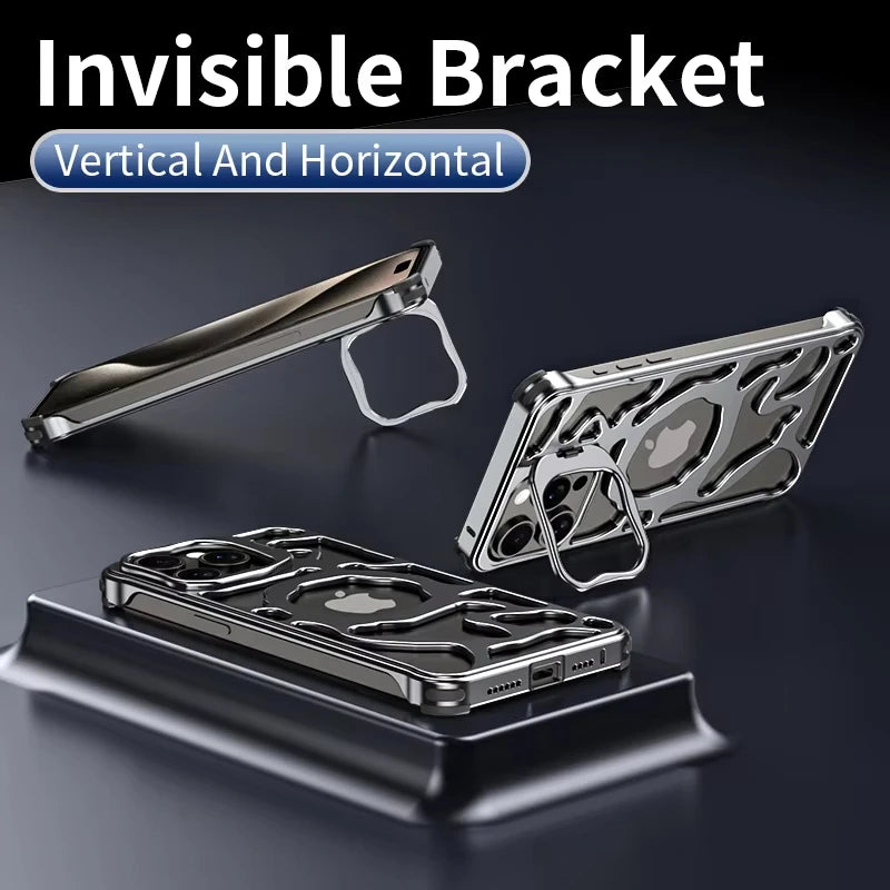 Titanium Aluminum Case for iPhone 16 15 14 13 Pro Max MagSafe Cooling Cover