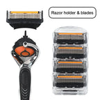 5-Layer Replaceable Safety Blades, Men's Manual Razor, Stainless Steel Blades, Suitable for Daily Facial Cleaning and Care