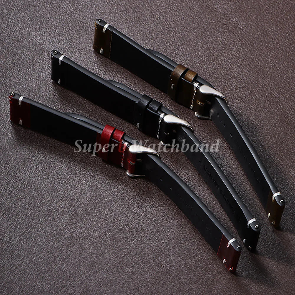 18mm 20mm 22mm Vintage Oil Wax Leather Watchband 19mm 21mm 24mm Universal Stitching Cowhide Strap for Seiko for Omega Watch Band