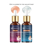 JUINHOU 2Pcs Day & Night Face Serum Set Vitamin C Retinol Hydrating Glowing Skin Make Skin Smoother And Firmer Daily Facial Care