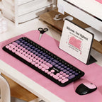 MOFii Wireless Keyboard & Mouse Combo, Cute Macaron Cat Paw Round Keycaps Silent Office Set for Laptops and Desktops