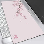 Alfombrilla de ratón XXL japonesa de flor de cerezo, gris, para laptops, escritorio de juego, sakura, anime, alfombra de oficina, gamer, teclados, computadoras y escritorios