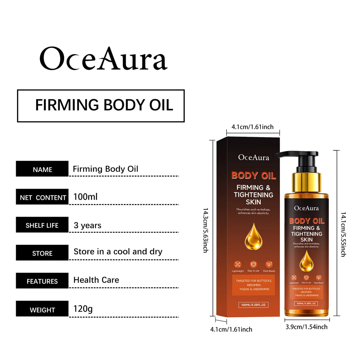 Anti-Cellulite Body Firming Oil Plant Based Nourish Smoothing For All Body Area Skin Tightening Contouring Massage Treatment Oil