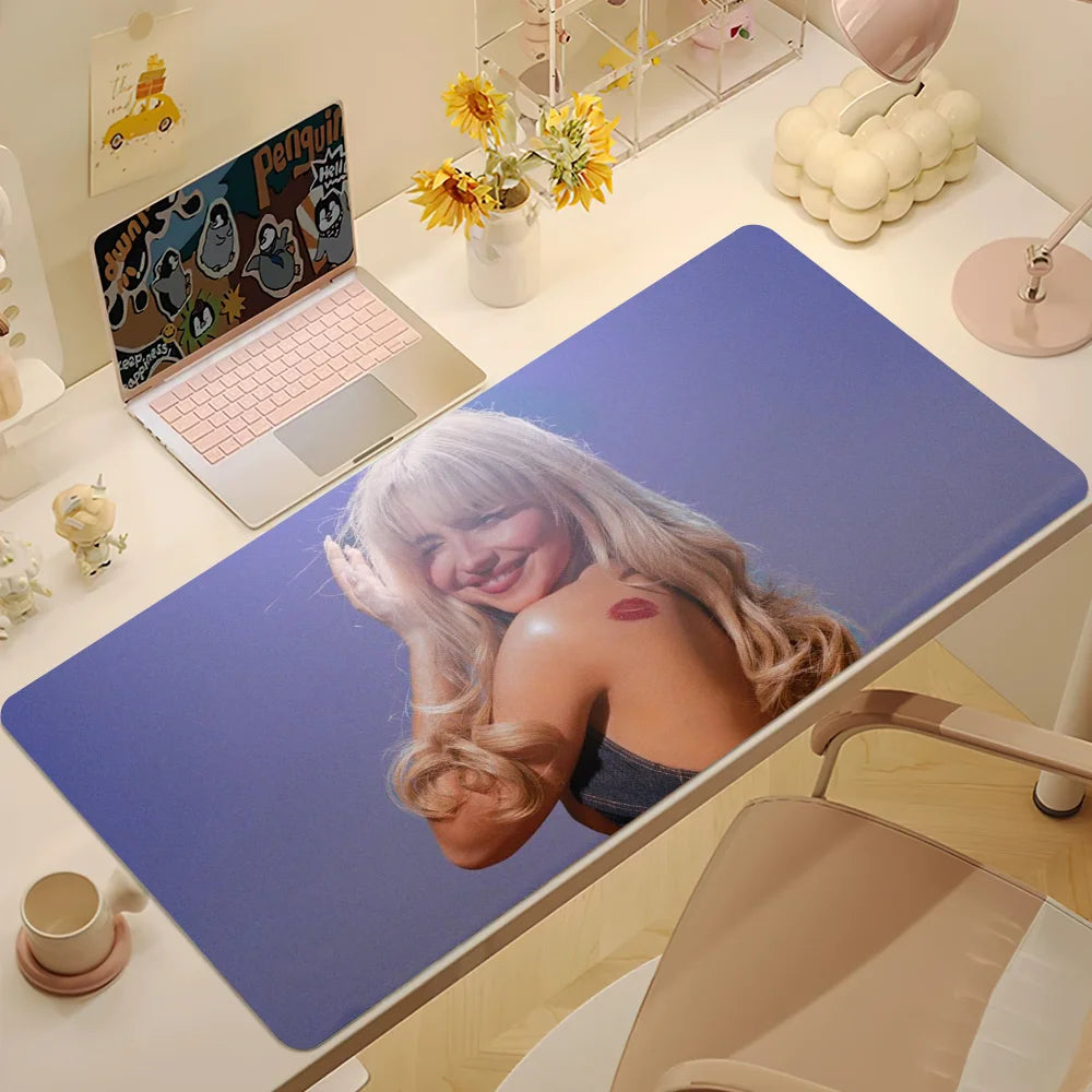 Singer S-Sabrina C-Carpenter Short n Sweet S Mouse Pad Large Desk Mat Keyboard Ergonomic Office Rubber Game PC Non-slip Anti-fra