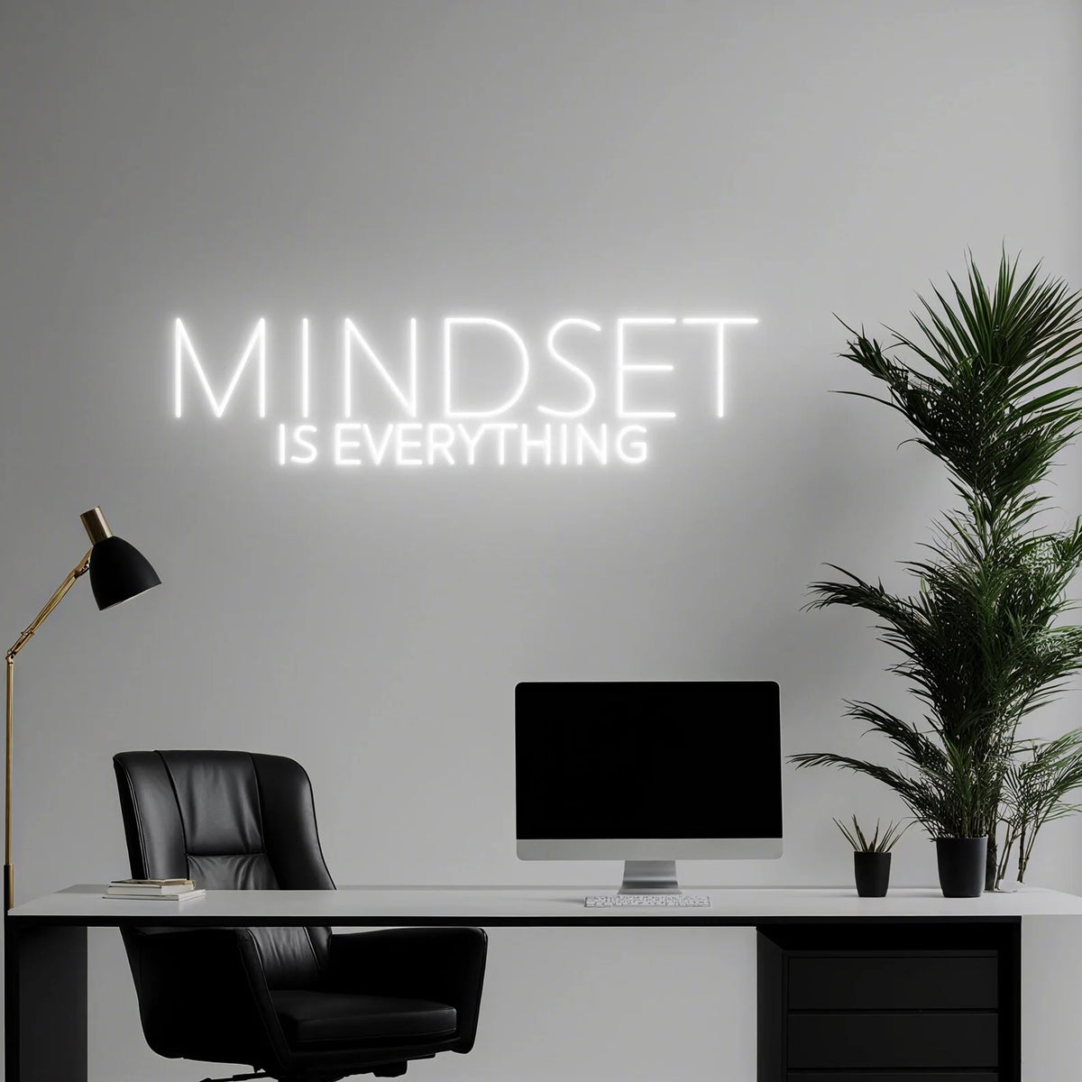 Mindset Is Everything Neon Sign , Motivational LED Wall Light ,Inspirational Quote Wall Decor for Office, Gym Home Decor