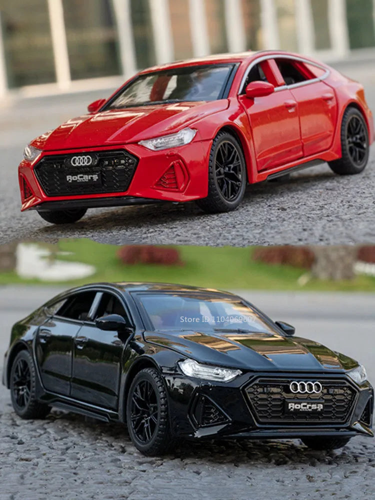 1:32 RS7 Sportback Miniature Model Toy Cars Alloy Diecast 6 Doors Opened with Pull Back Rubber Tires Ornament Vehicle Toys Gifts