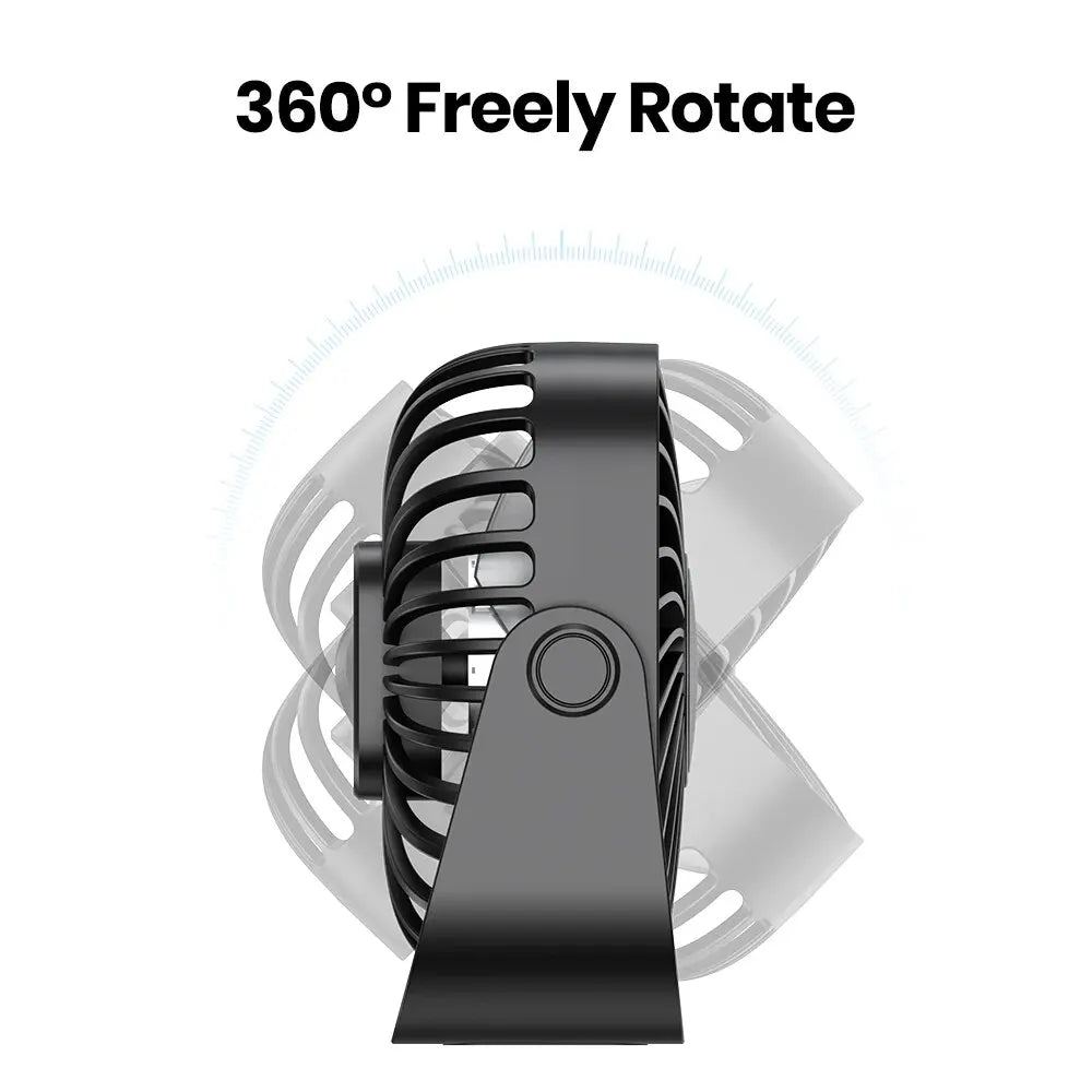 TOPK 4" Portable USB Mini Fan – 3 Speeds, 360° Adjustable, Ultra Quiet
