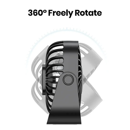 TOPK 4" Portable USB Mini Fan – 3 Speeds, 360° Adjustable, Ultra Quiet