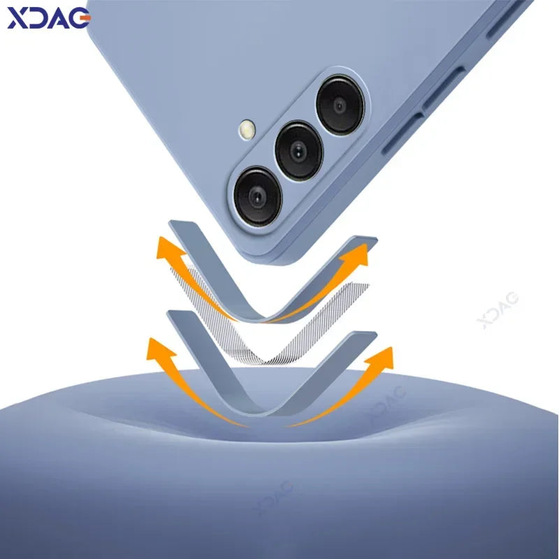 Original Square Liquid Silicone Phone Case for Samsung Galaxy A26 A36 A56 5G 360 Soft Protective Anti-drop Shockproof Back Cover