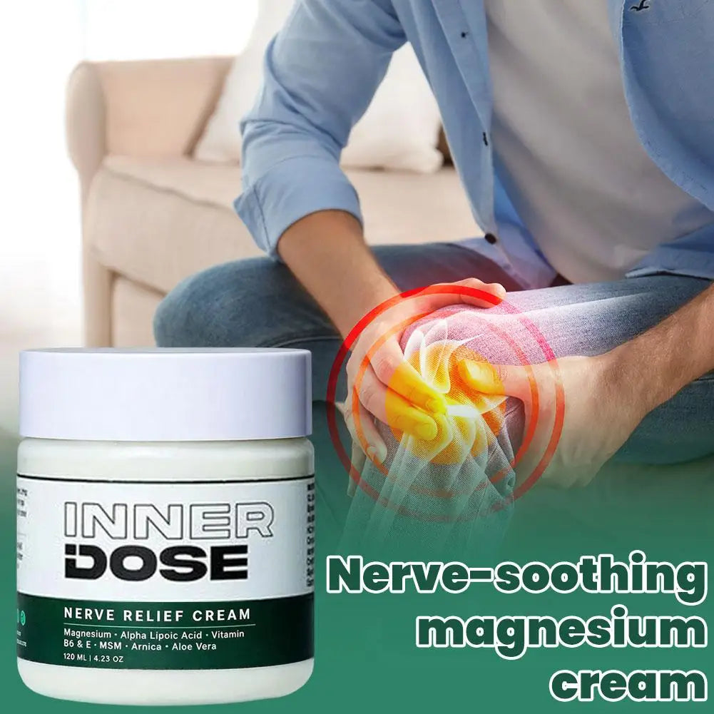 Inner Dose Nerve Relief Cream 120ml Magnesium Arnica Moisturizing Body Cream Deep Muscle Soothing Lotion for Joint Discomfort