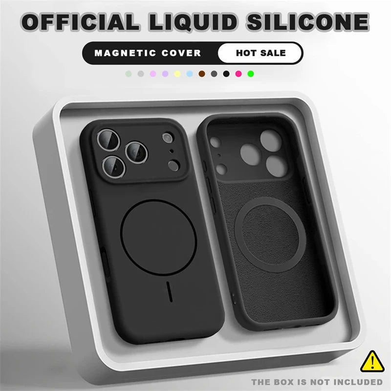 For Magsafe Liquid Silicone Phone Cases For iPhone 18 17 16 15 14 13 12 Pro Max Plus Air Case Magnetic Wireless Charging Cover