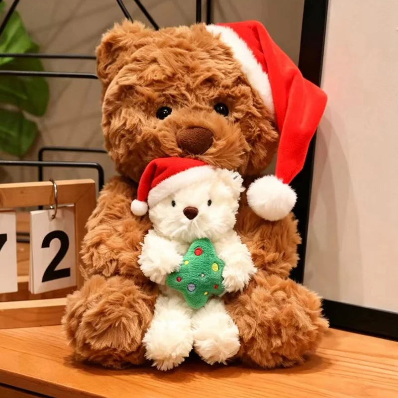 Cute Christmas Bear Plush Toy Christmas Dress Up Teddy Bear Scarf Hat Dress Up Comfort Doll Xmas Birthday Gifts