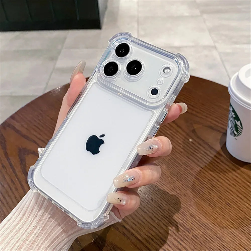Shockproof Bumper Protector HD Clear Acrylic Phone Case For iPhone 18 17 16 15 14 13 12 11 Pro Max Back Cover Transparent Funda