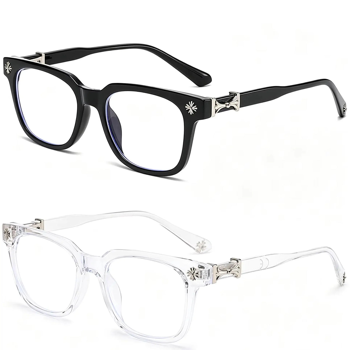 Classic 3Pcs Square Anti Blue Light Glasses For Men And Women Black & Transparent Frame Unisex Computer Wearing Women Glasses