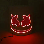 Fashion Luminous LED Mask DJ Costumes Accessories Glow Supplies Neon Light Marshmallow  Mask For Music Festival Nightclub Dance