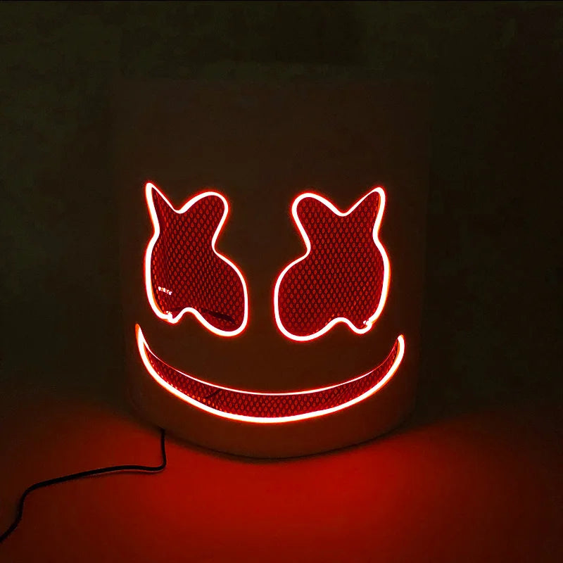 Fashion Luminous LED Mask DJ Costumes Accessories Glow Supplies Neon Light Marshmallow  Mask For Music Festival Nightclub Dance