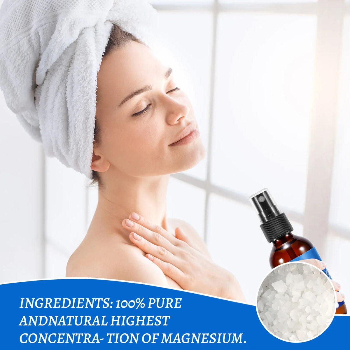 Magnesium Body Oil Spray 60ml 10 Percent Mineral Rich Formula for Muscle and Skin Care Natural Chloride Solution