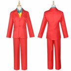 Joker Cosplay Costume Set - Joaquin Phoenix Arthur Fleck Clown Red Dipped Outfit with Green Wig - Personalized Uniform Ensemble