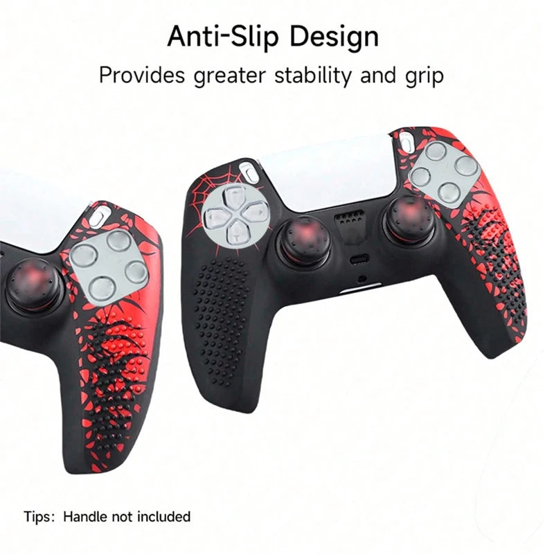Para la funda del mando de PS5, carcasa de silicona antideslizante protectora compatible con el mando de PS5 con tapa de agarre para el pulgar
