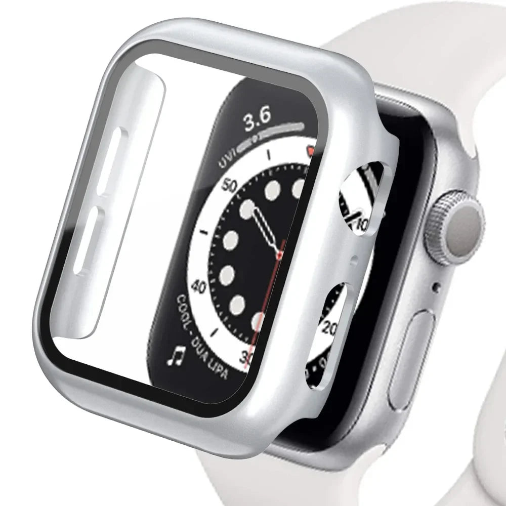 Tempered Glass+cover For Apple Watch Case Accessories 45mm 41mm 44mm 40mm 42mm Screen Protector Apple watch serie 9 4 5 6 SE 7 8