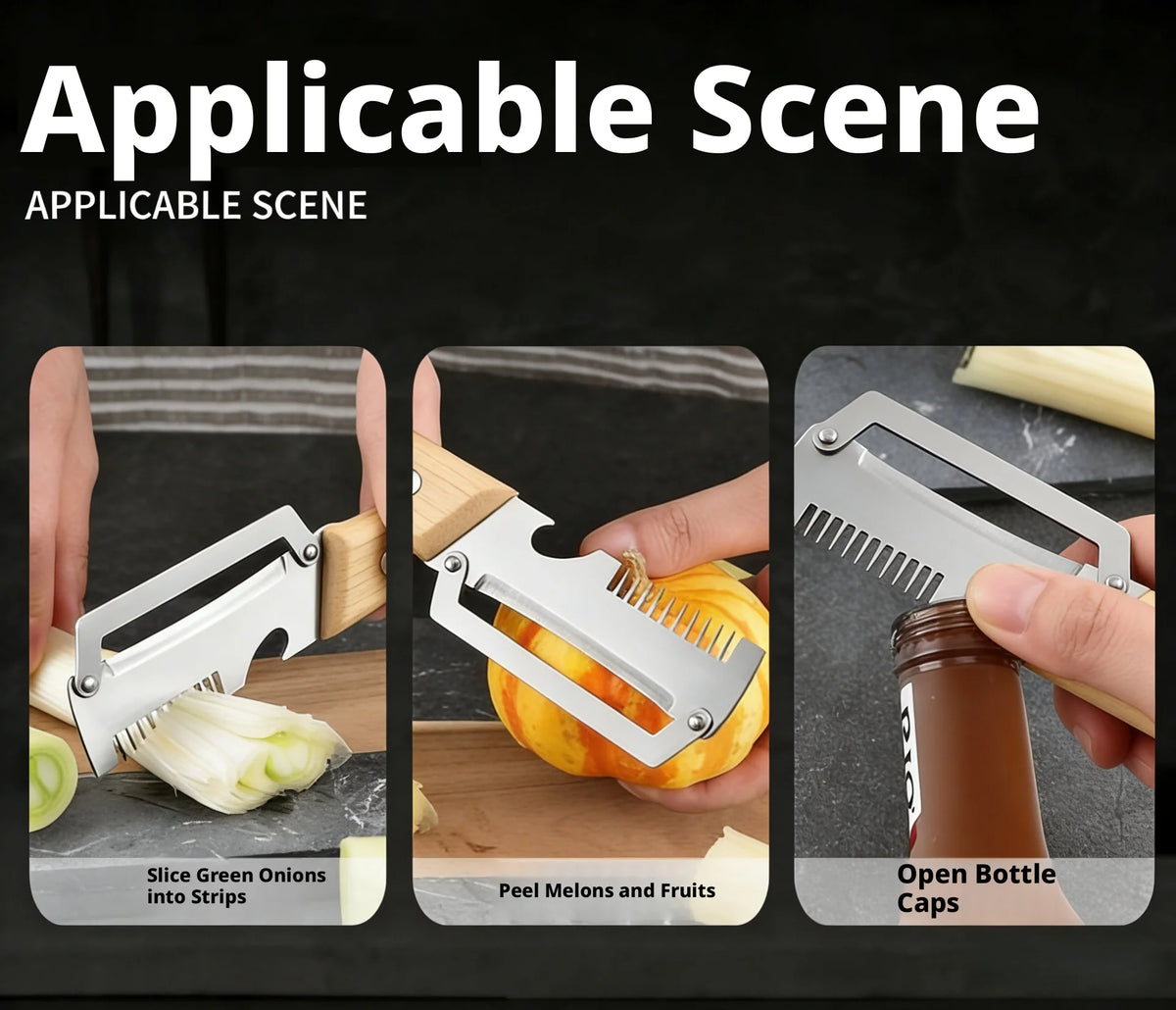 2026 New Paring Knife Ergonomic Wood Handle Knife Stainless Steel Vegetable Peeler with Wooden Handle 2-in-1 Fruit Potato Peeler