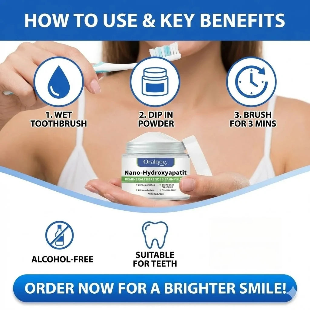 With Hydroxyapatite10%-Infused Winter Whitening Tooth Powder: Enamel Repair, Deep Cleaning & Long-Lasting Fresh Breath